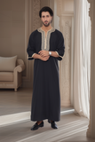 MTJ BLACK MOROCCAN EMBROIDERED THOBE